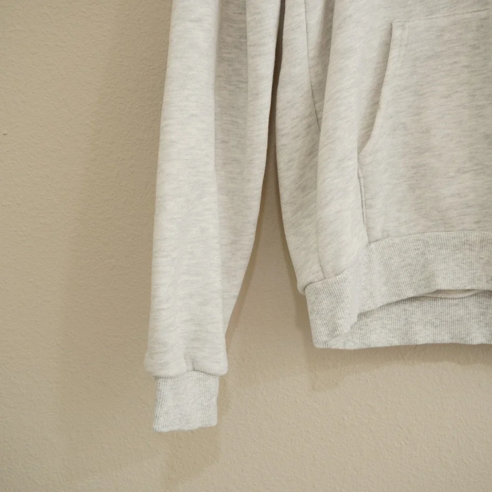 Edikted XS Oversized Heart Elbow Patch Embroidered Logo Hoodie Gray Heather